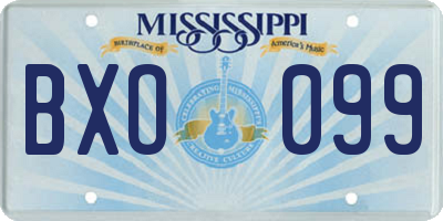MS license plate BXO099