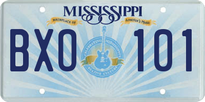 MS license plate BXO101