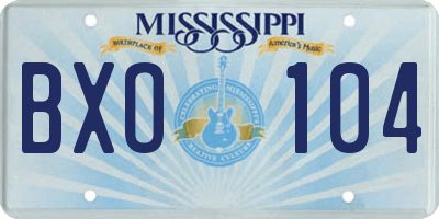 MS license plate BXO104