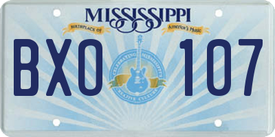 MS license plate BXO107