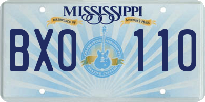 MS license plate BXO110