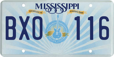MS license plate BXO116