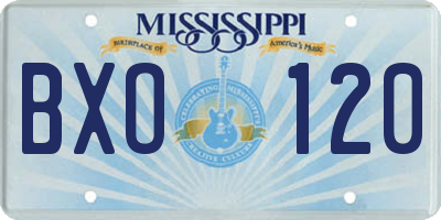 MS license plate BXO120