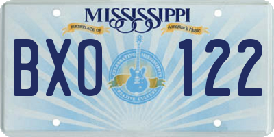 MS license plate BXO122