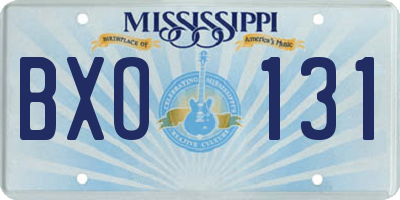 MS license plate BXO131