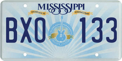 MS license plate BXO133