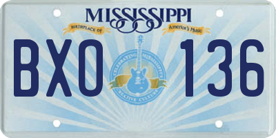 MS license plate BXO136