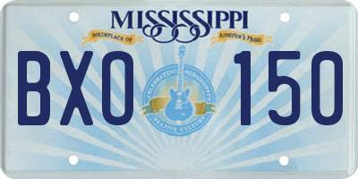 MS license plate BXO150