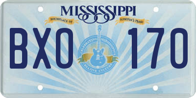MS license plate BXO170