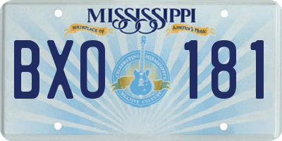 MS license plate BXO181