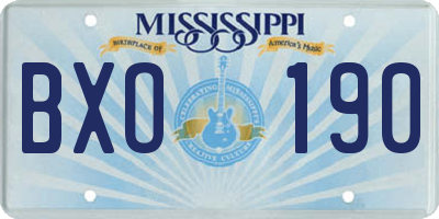 MS license plate BXO190