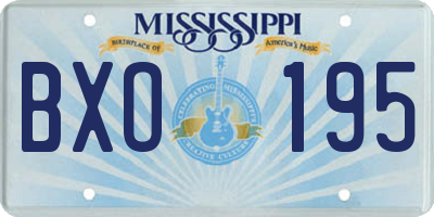 MS license plate BXO195