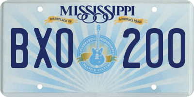 MS license plate BXO200