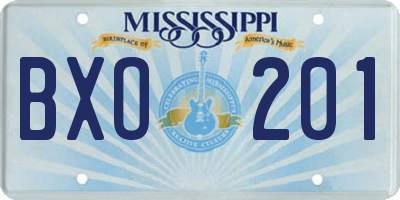MS license plate BXO201