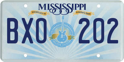 MS license plate BXO202