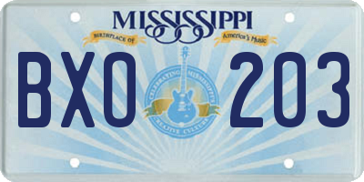 MS license plate BXO203