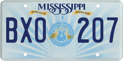 MS license plate BXO207