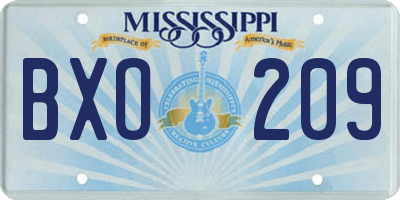 MS license plate BXO209