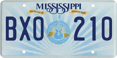 MS license plate BXO210
