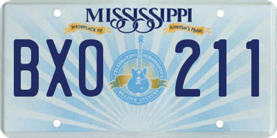 MS license plate BXO211