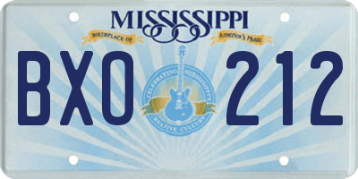 MS license plate BXO212