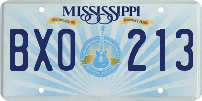 MS license plate BXO213