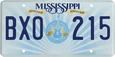 MS license plate BXO215