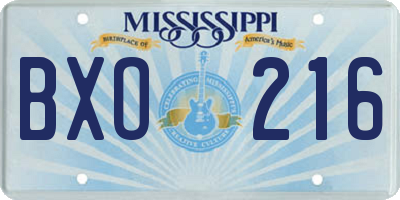 MS license plate BXO216