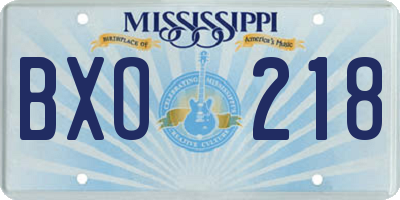 MS license plate BXO218
