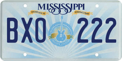 MS license plate BXO222
