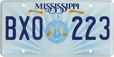 MS license plate BXO223