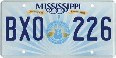 MS license plate BXO226