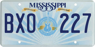 MS license plate BXO227