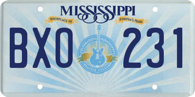 MS license plate BXO231