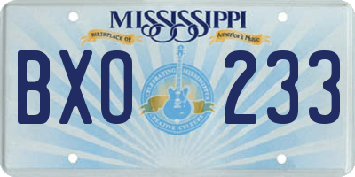 MS license plate BXO233