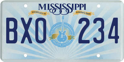 MS license plate BXO234
