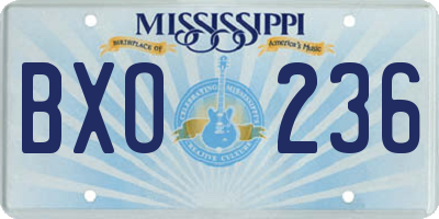 MS license plate BXO236