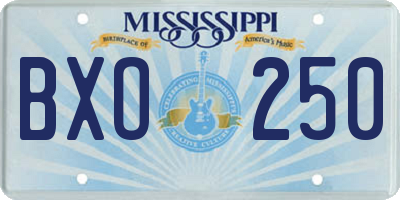 MS license plate BXO250