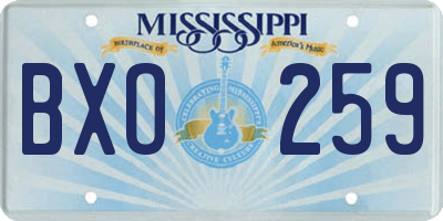 MS license plate BXO259