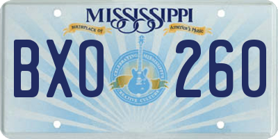 MS license plate BXO260