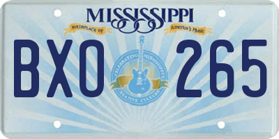 MS license plate BXO265