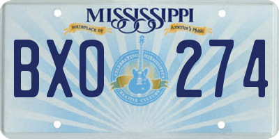 MS license plate BXO274