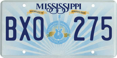 MS license plate BXO275