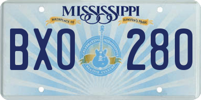 MS license plate BXO280