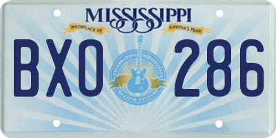 MS license plate BXO286