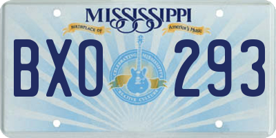 MS license plate BXO293