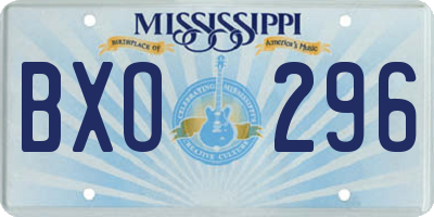 MS license plate BXO296