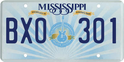 MS license plate BXO301
