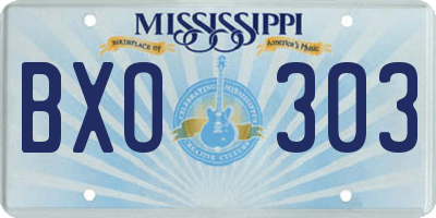 MS license plate BXO303