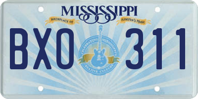 MS license plate BXO311